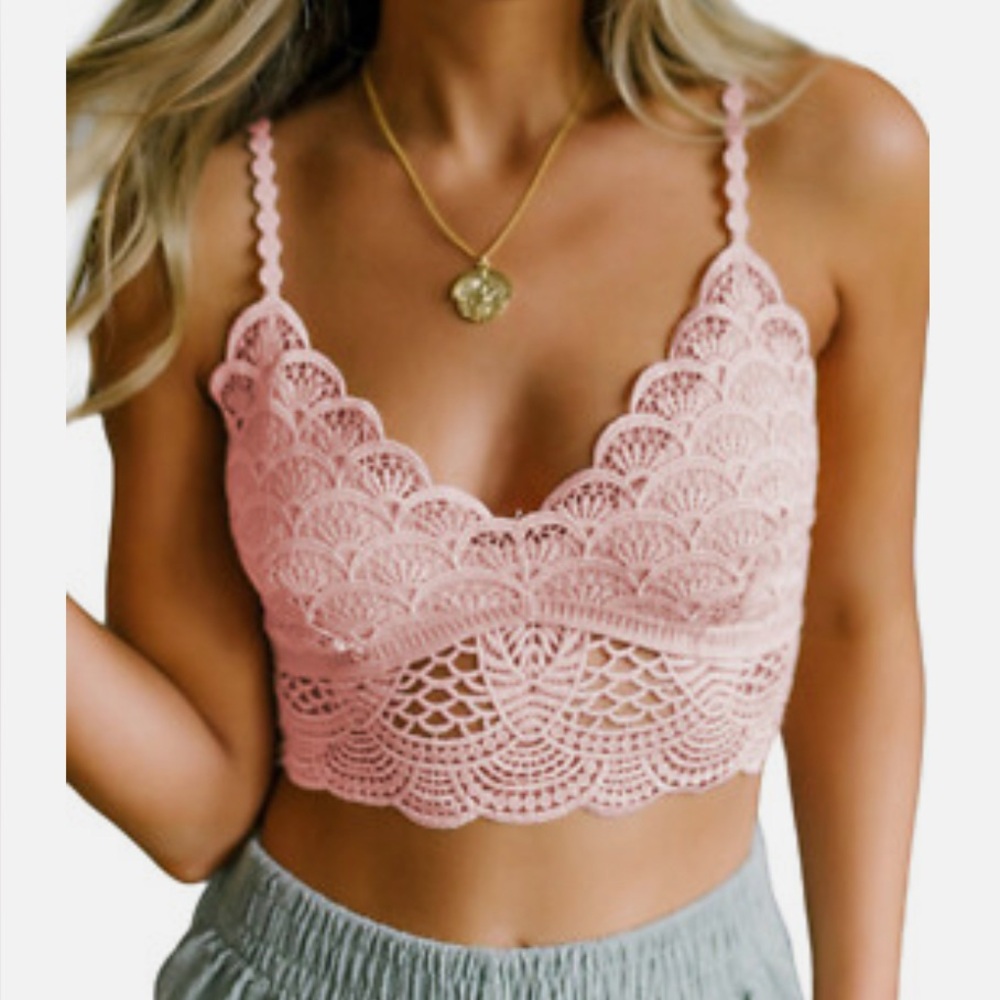 Pink Sunset Lace Bralette Size Small